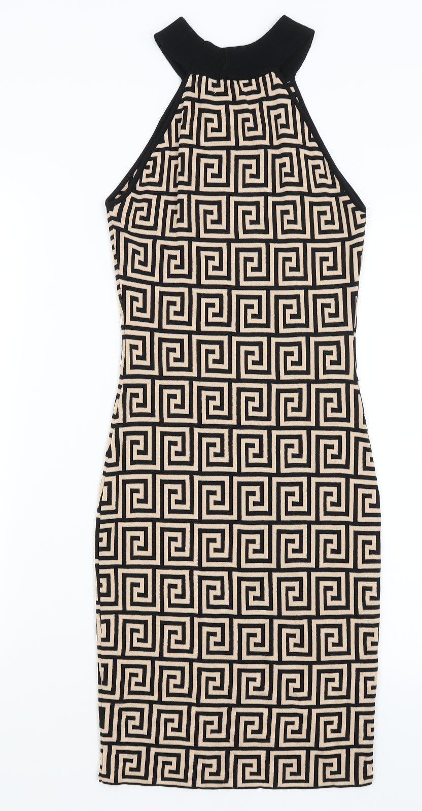 My Chic Womens Beige Geometric  Pencil Dress  Size S