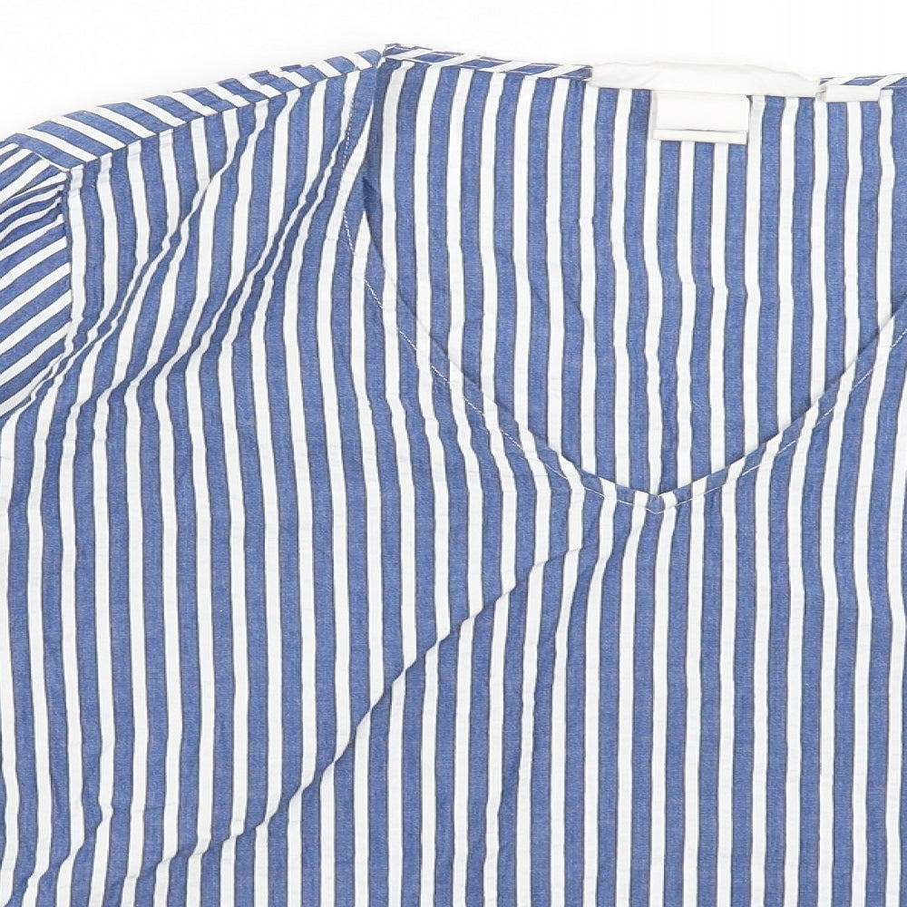 H&M Womens Blue Striped  Basic T-Shirt Size 12