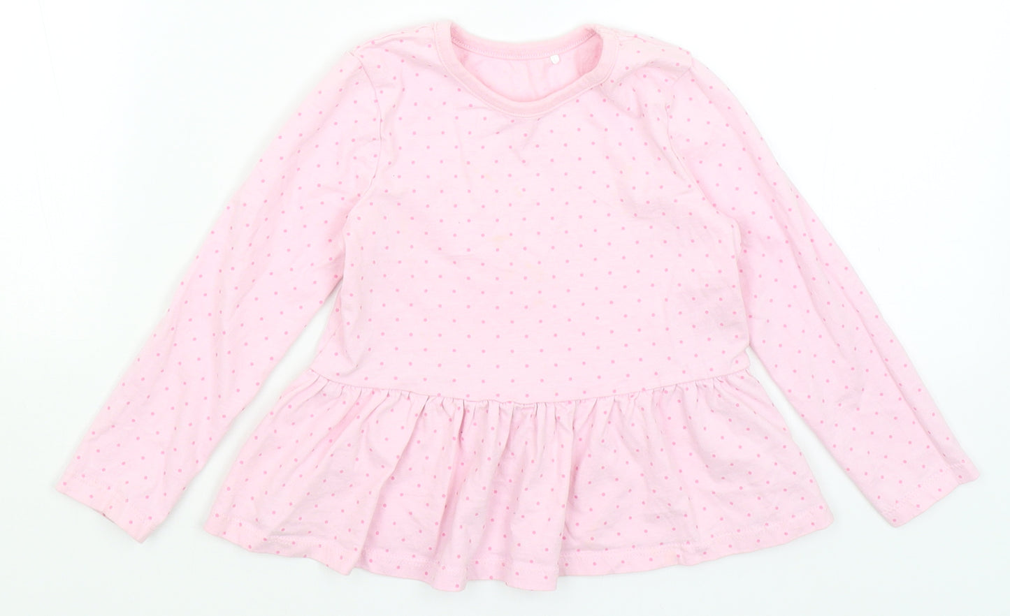 George Girls Pink Spotted  Basic T-Shirt Size 3-4 Years