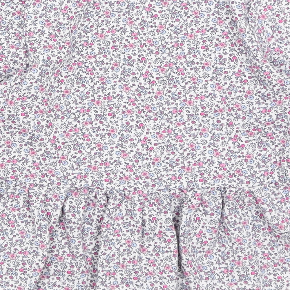 George Girls White Floral  Basic T-Shirt Size 3-4 Years