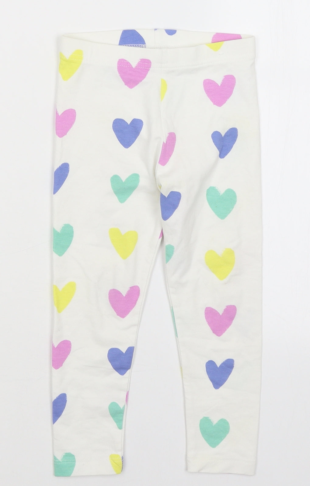 George Girls White   Capri Trousers Size 3-4 Years - Hearts