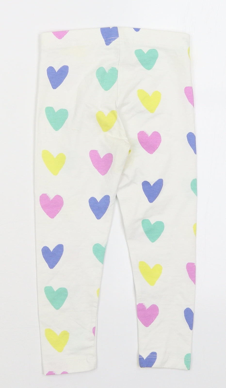 George Girls White   Capri Trousers Size 3-4 Years - Hearts