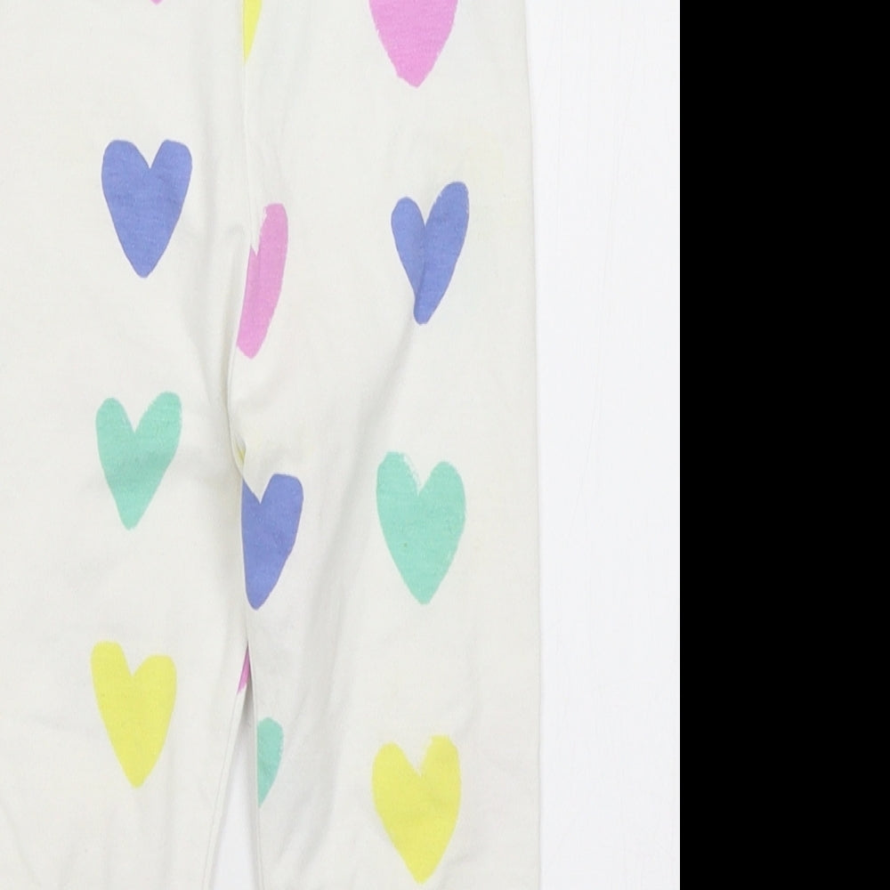 George Girls White   Capri Trousers Size 3-4 Years - Hearts
