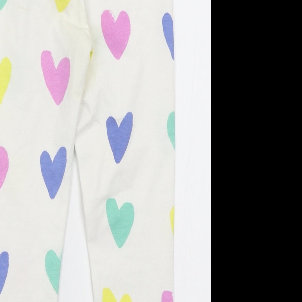 George Girls White   Capri Trousers Size 3-4 Years - Hearts