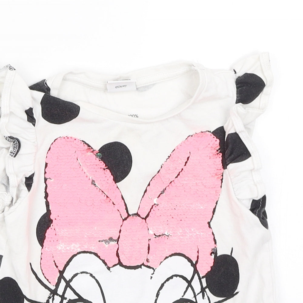 Disney Girls White Polka Dot  Basic T-Shirt Size 3-4 Years  - Daisy Duck