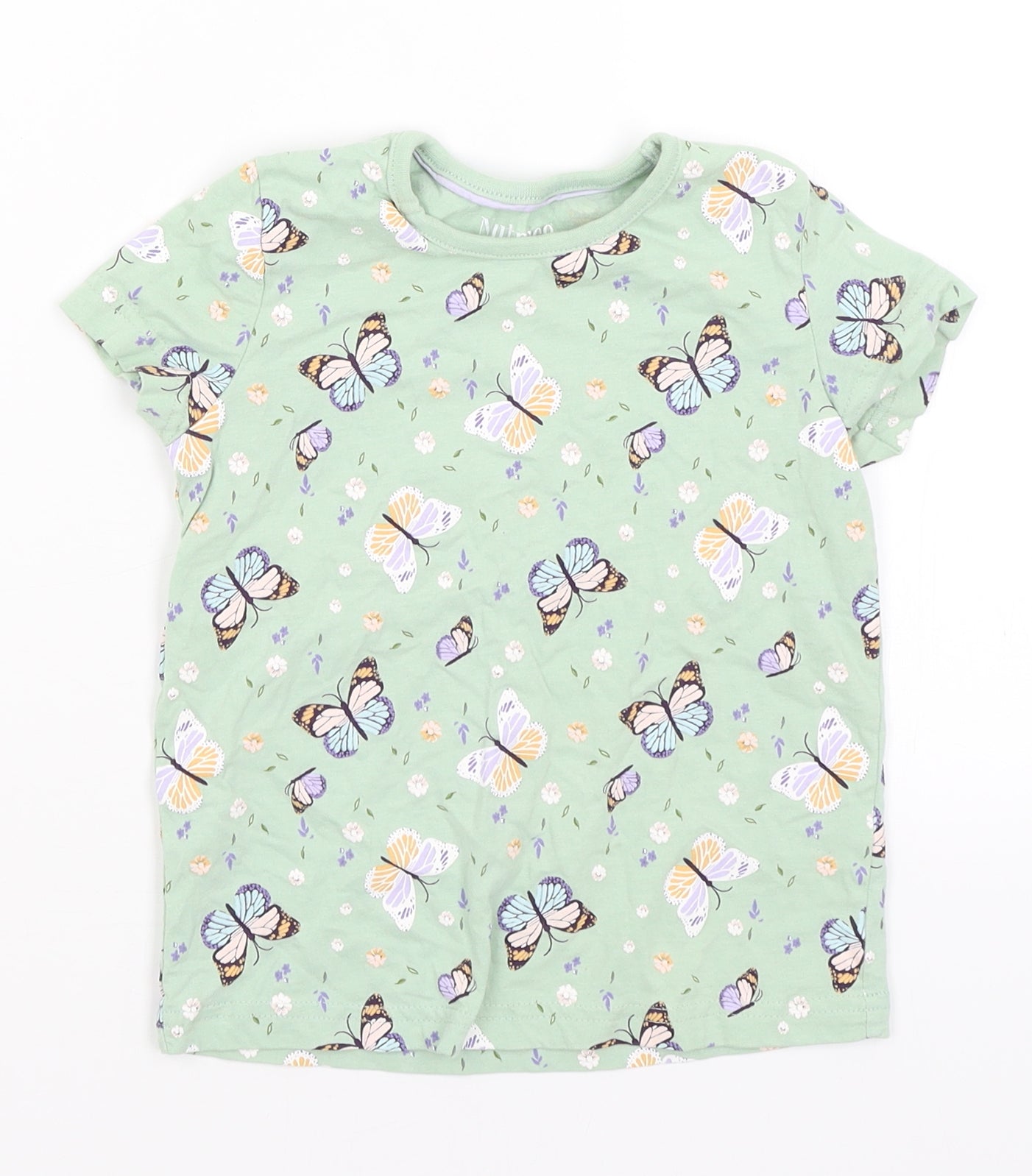 Nutmeg Girls Green   Basic T-Shirt Size 4-5 Years  - Butterflies