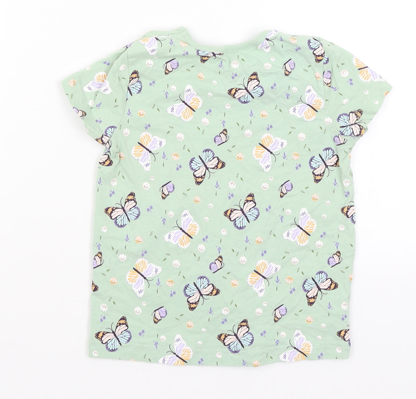 Nutmeg Girls Green   Basic T-Shirt Size 4-5 Years  - Butterflies