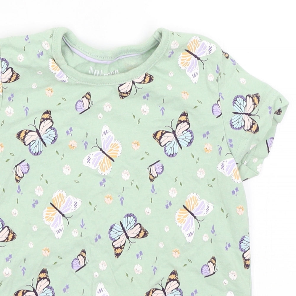 Nutmeg Girls Green   Basic T-Shirt Size 4-5 Years  - Butterflies