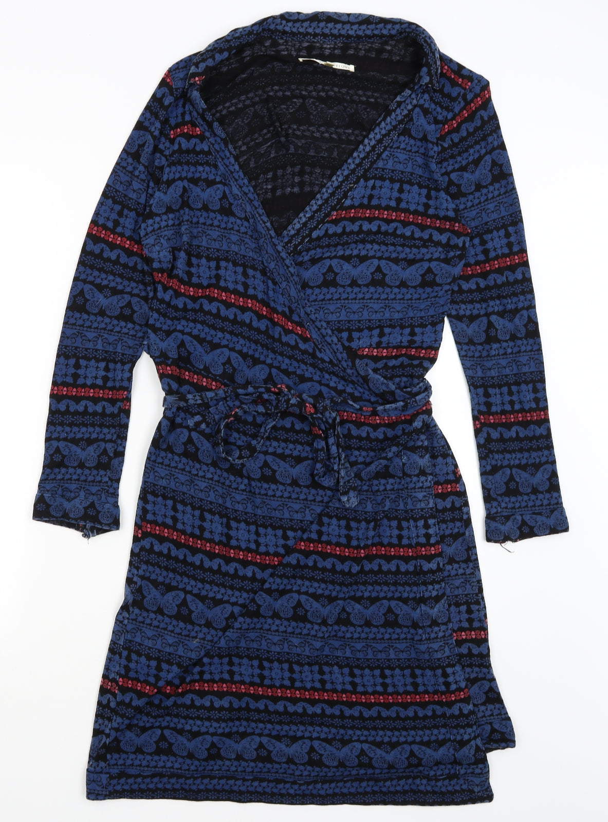 Uttam Boutique Womens Blue Floral  Wrap Dress  Size 14