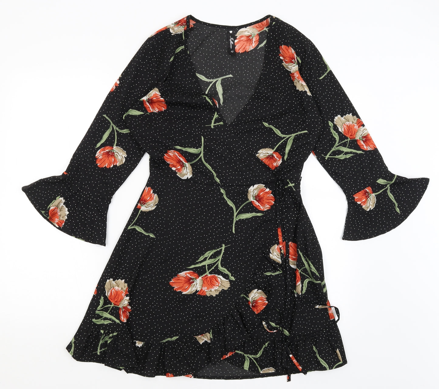 Influence Womens Black Floral  Fit & Flare  Size 10