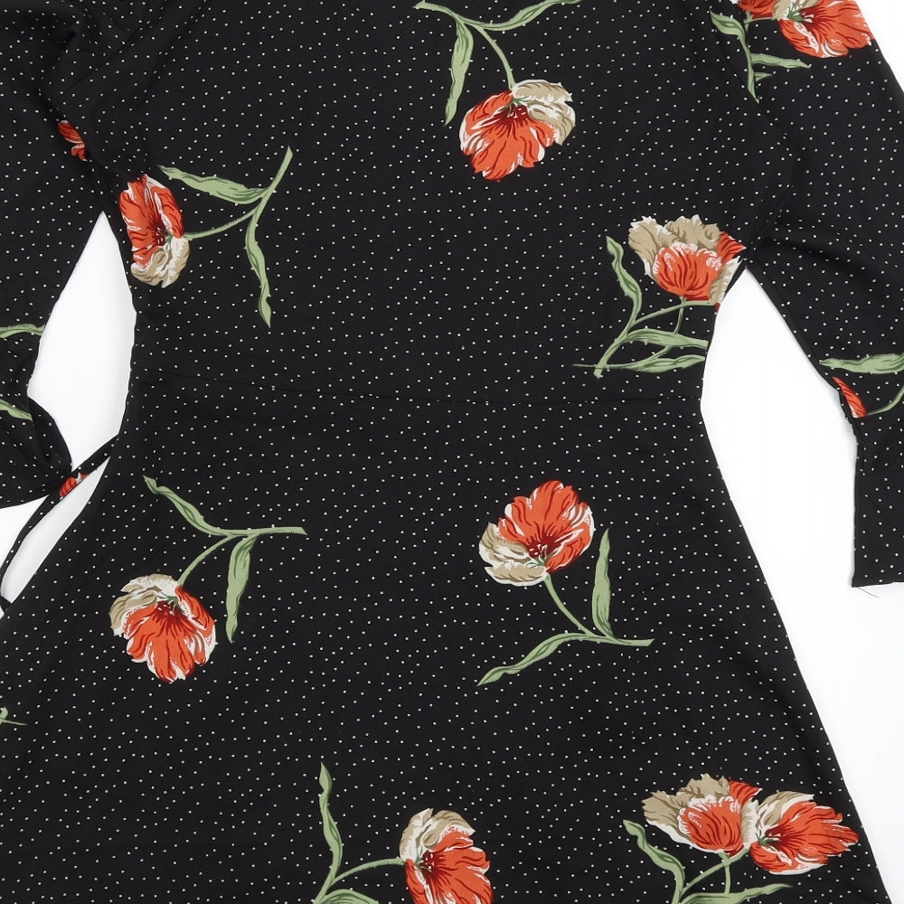 Influence Womens Black Floral  Fit & Flare  Size 10