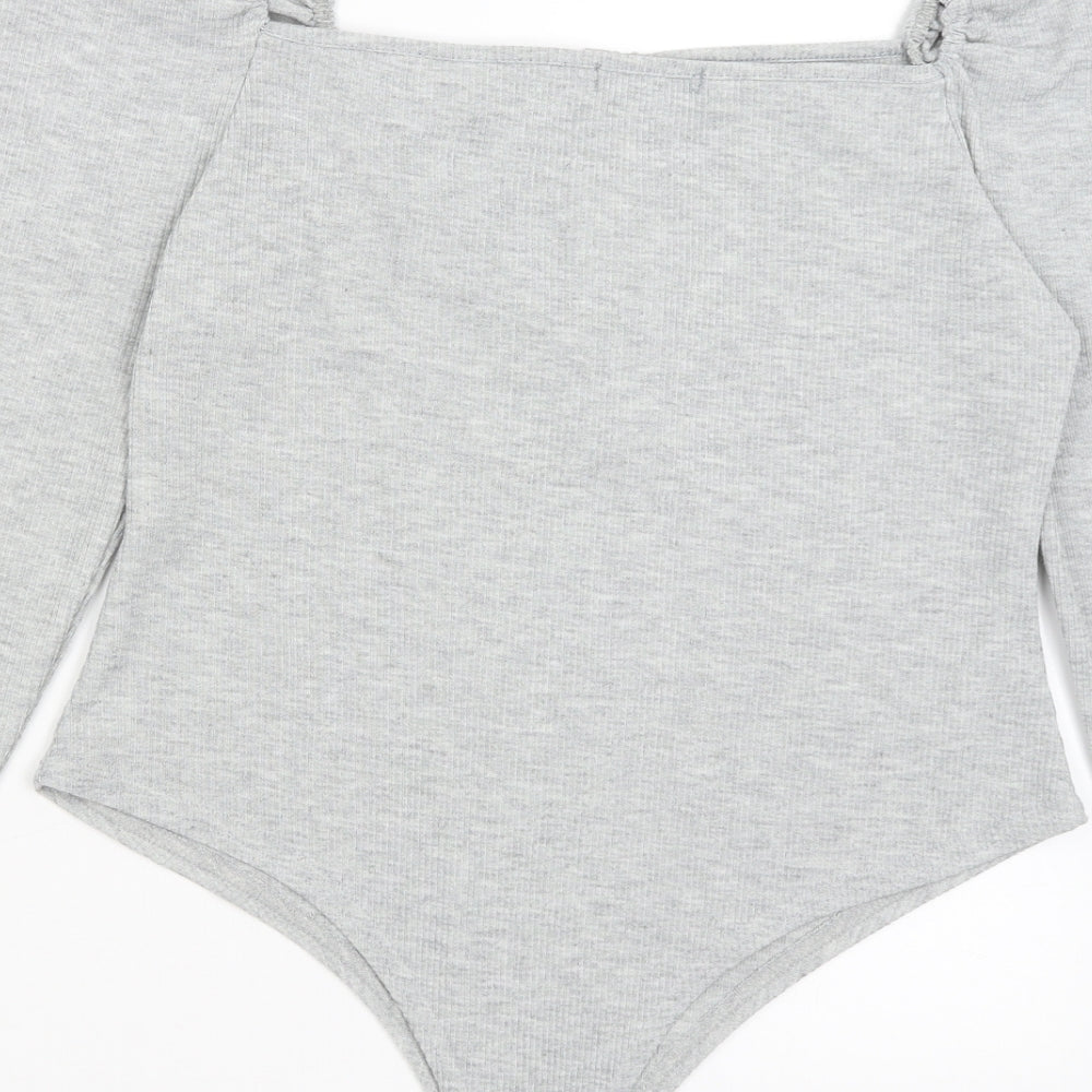 Pretty Little Thing Womens Grey   Bodysuit One-Piece Size 14