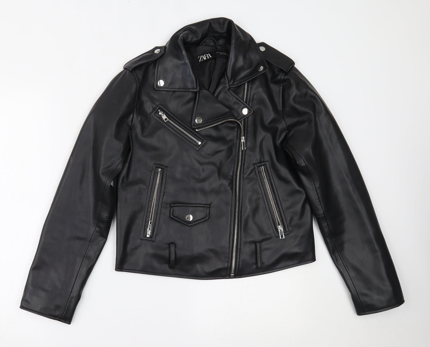 Zara Womens Black   Motorcycle Jacket Jacket Size L