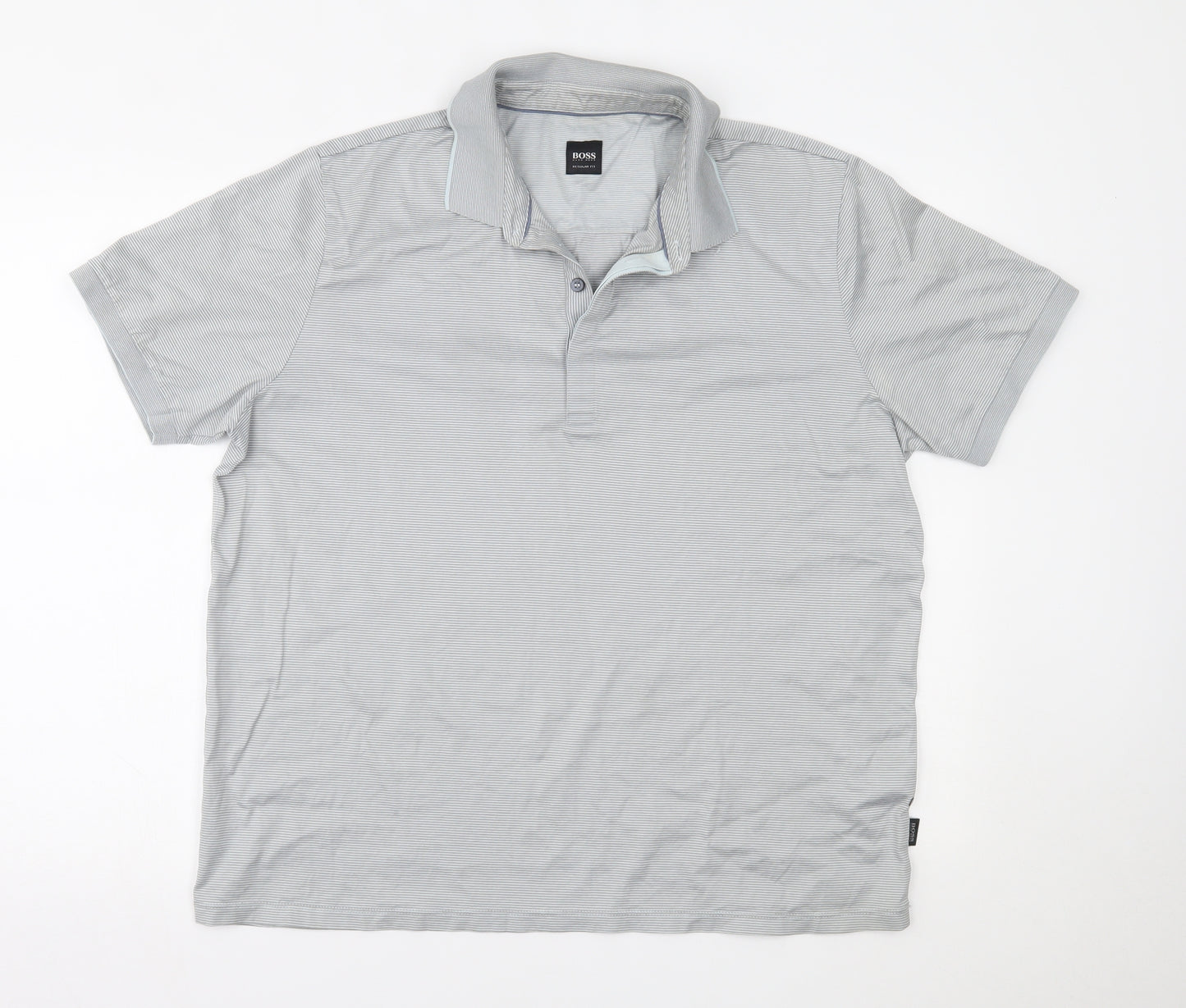 HUGO BOSS Mens Grey Striped   Polo Size 2XL