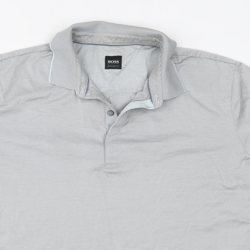 HUGO BOSS Mens Grey Striped   Polo Size 2XL