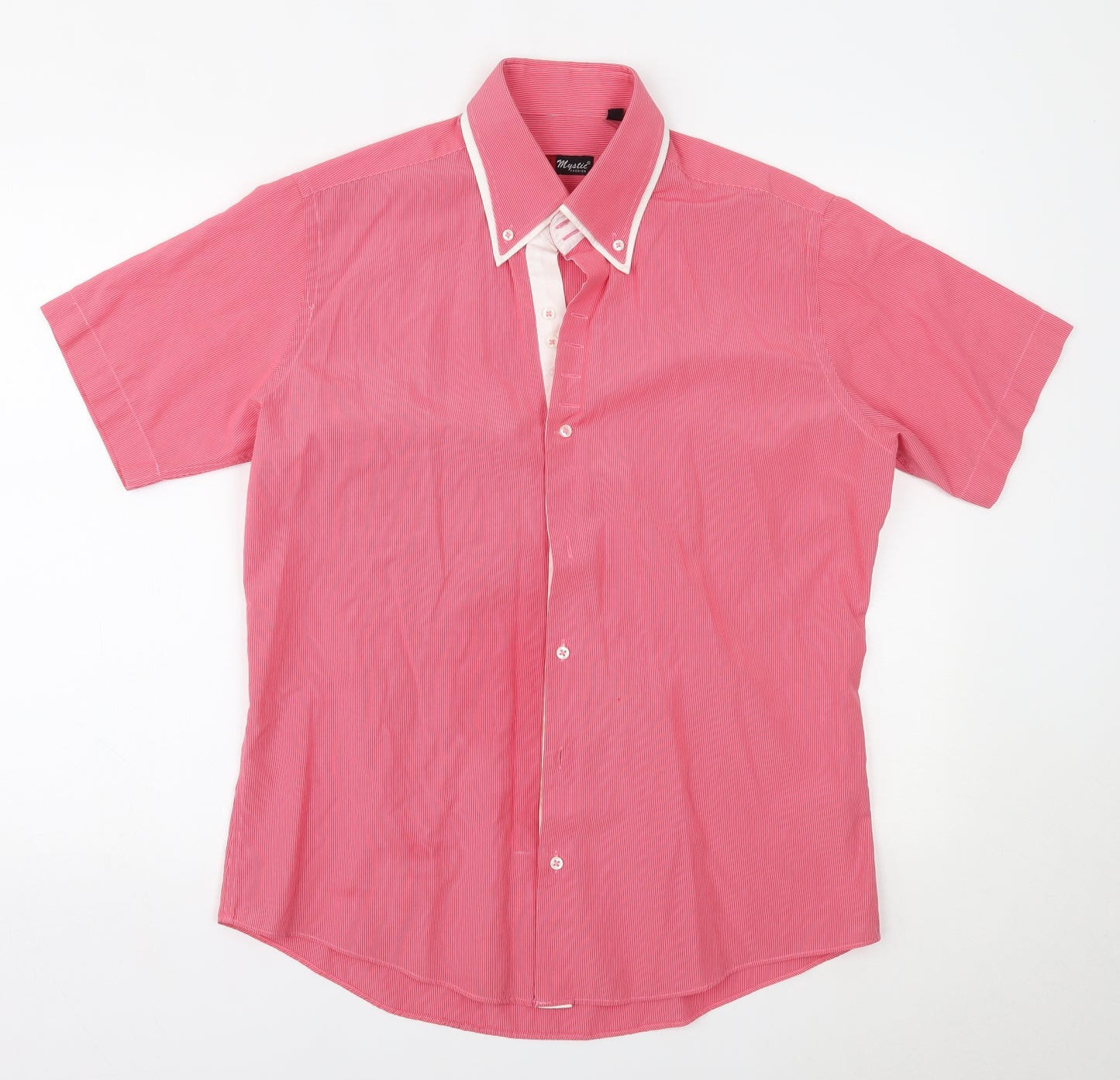 Mystic Mens Red Striped   Button-Up Size 42