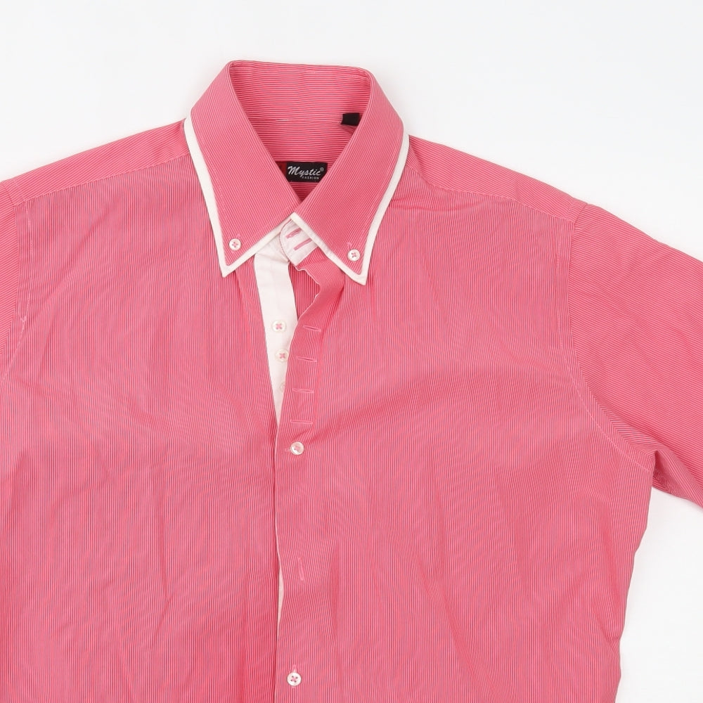 Mystic Mens Red Striped   Button-Up Size 42
