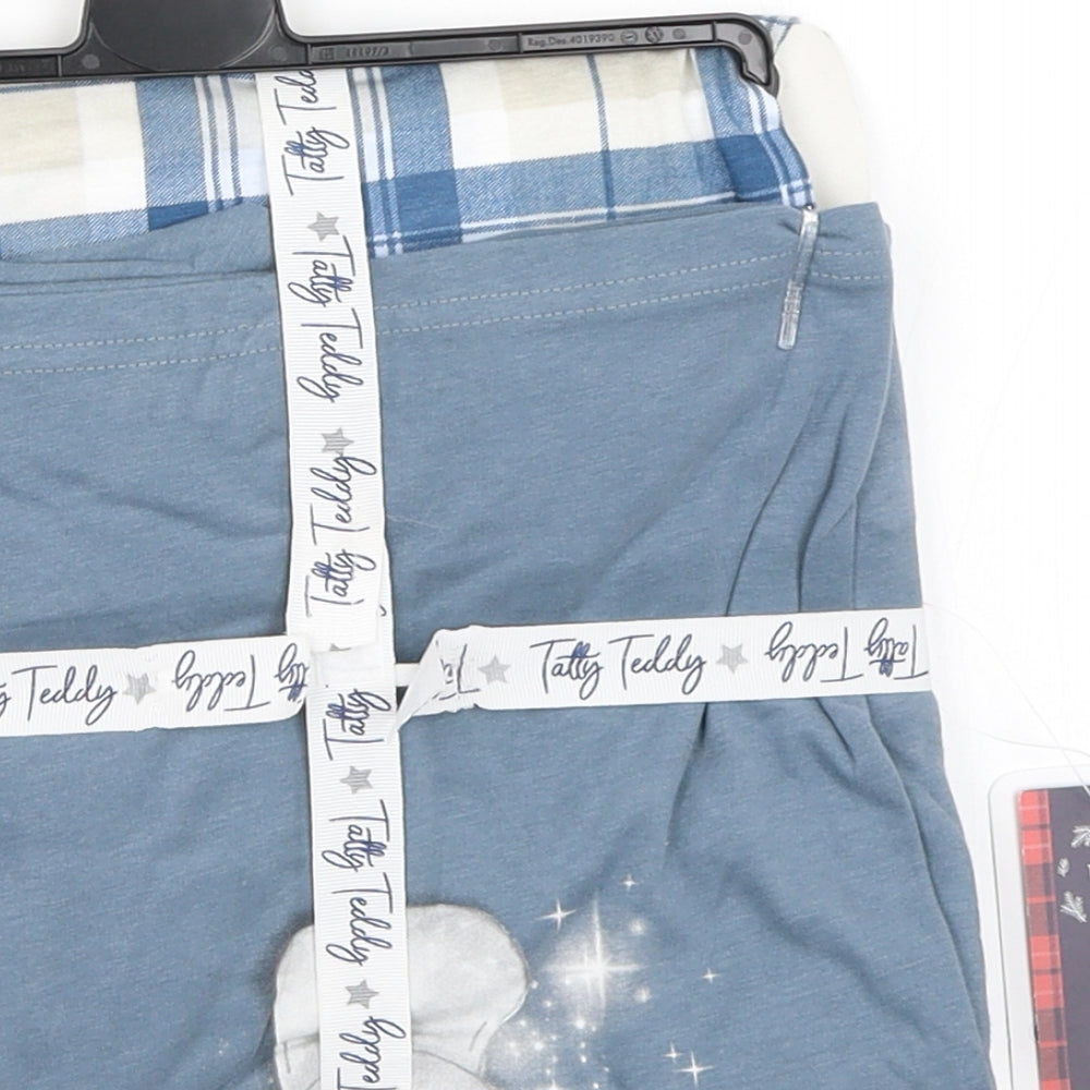 TU Womens Blue Solid  Top Pyjama Set Size 10  - Tatty Teddy