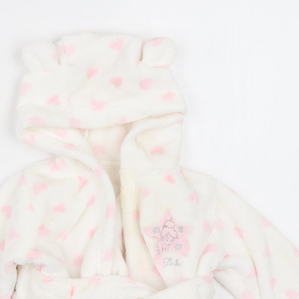 George Girls White Solid  Babydoll Robe Size 0-3 Months  - Tinkerbell