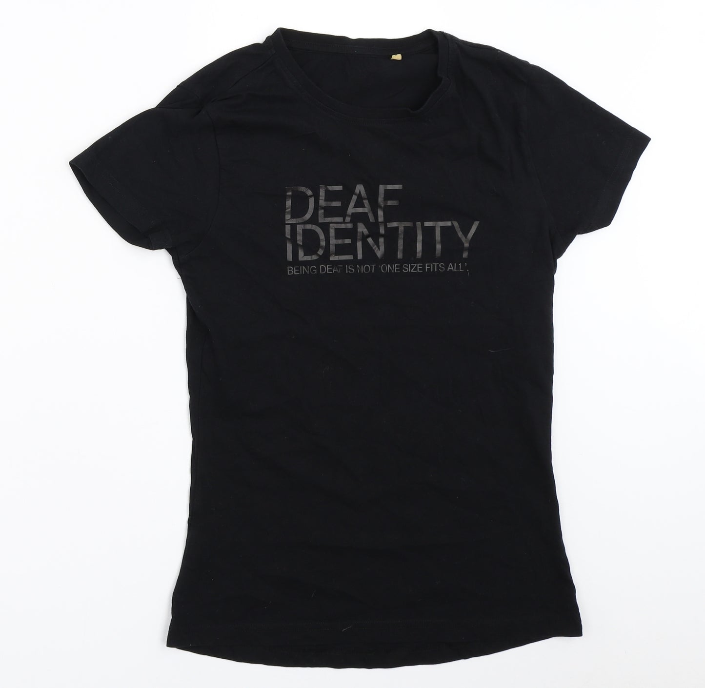 Deaf Identity Womens Black   Basic T-Shirt Size S