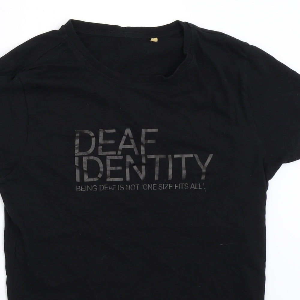 Deaf Identity Womens Black   Basic T-Shirt Size S