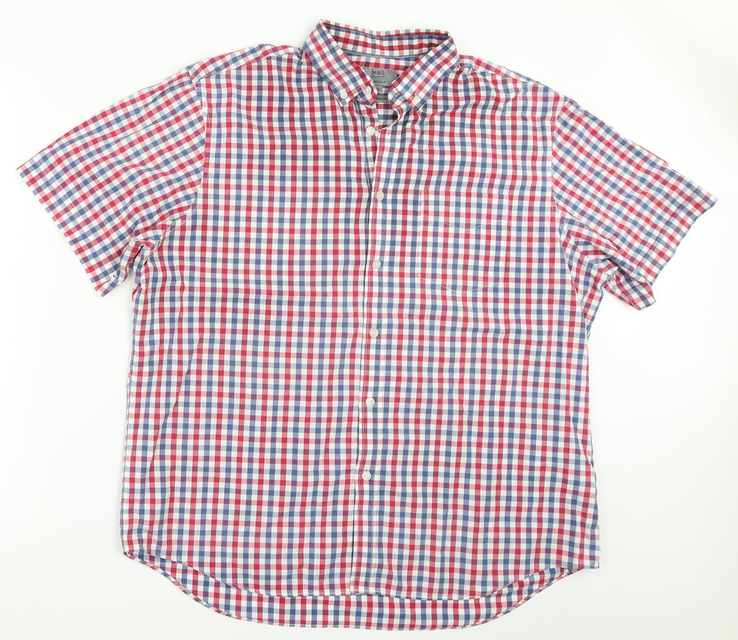 Marks and Spencer Mens Red Check   Button-Up Size XL