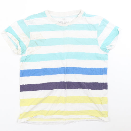 Marks and Spencer Boys White Striped  Basic T-Shirt Size 10-11 Years