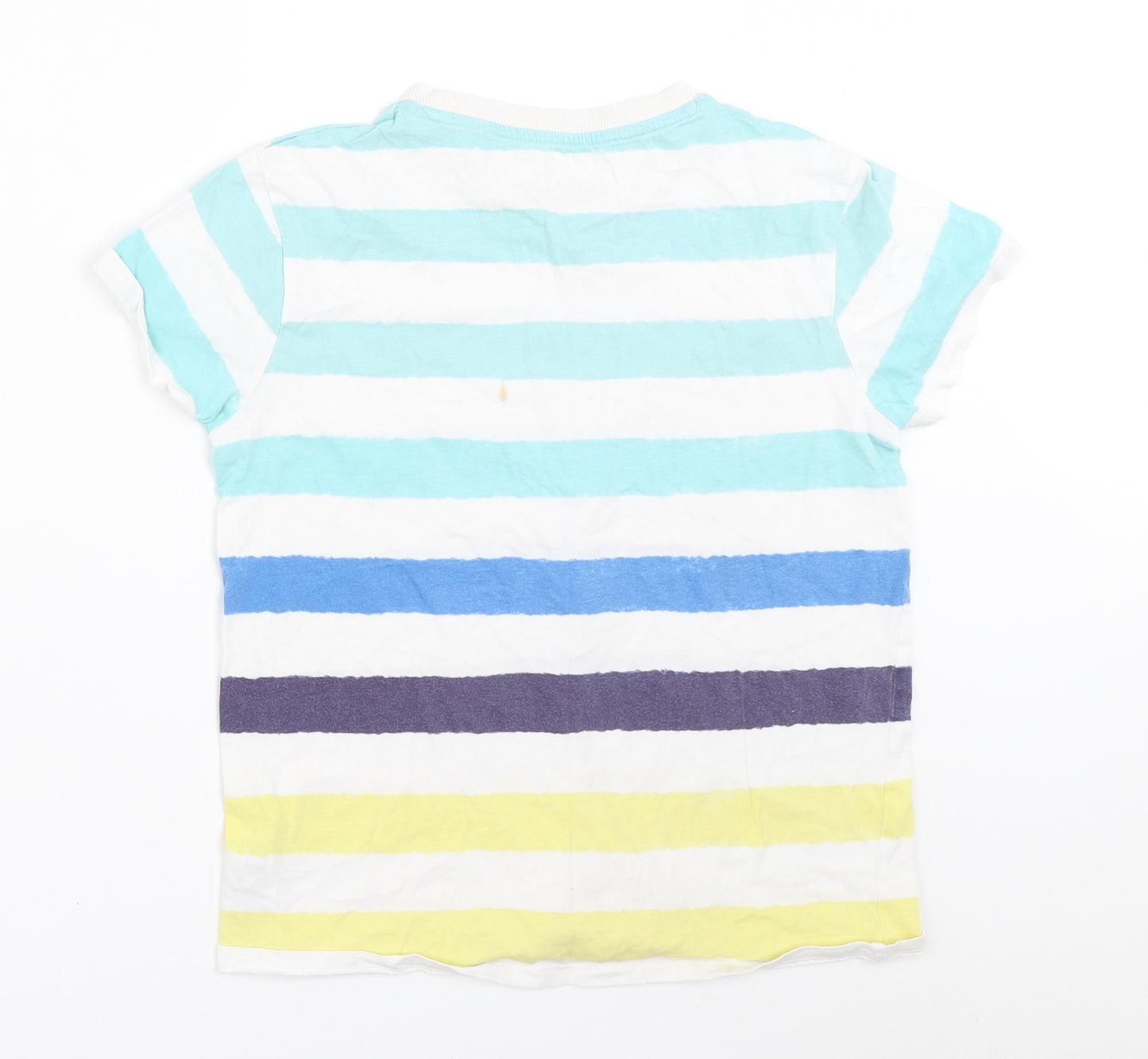 Marks and Spencer Boys White Striped  Basic T-Shirt Size 10-11 Years