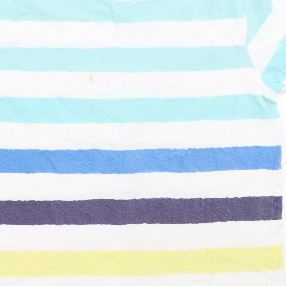 Marks and Spencer Boys White Striped  Basic T-Shirt Size 10-11 Years