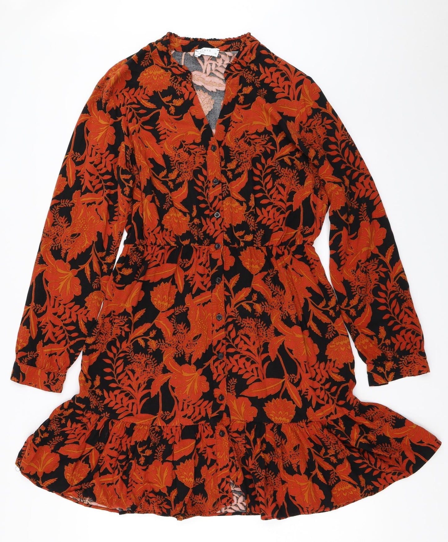 Papaya Womens Orange Floral  Fit & Flare  Size 16
