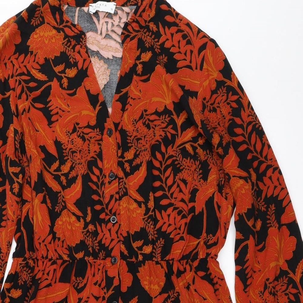 Papaya Womens Orange Floral  Fit & Flare  Size 16