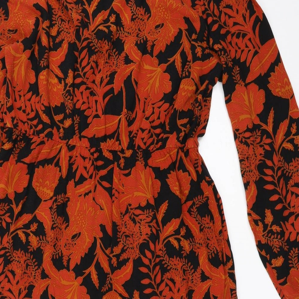 Papaya Womens Orange Floral  Fit & Flare  Size 16
