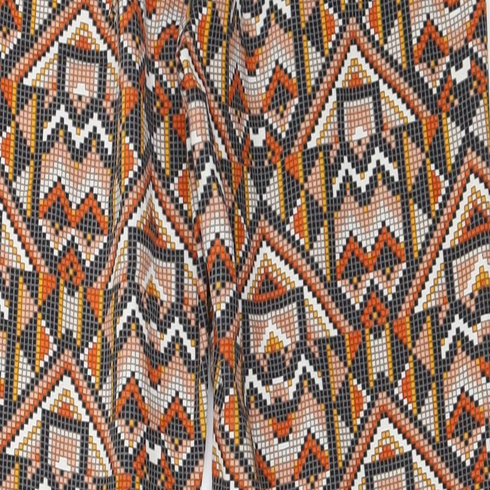 H&M Womens Orange Geometric  Capri Trousers Size 38 L27 in