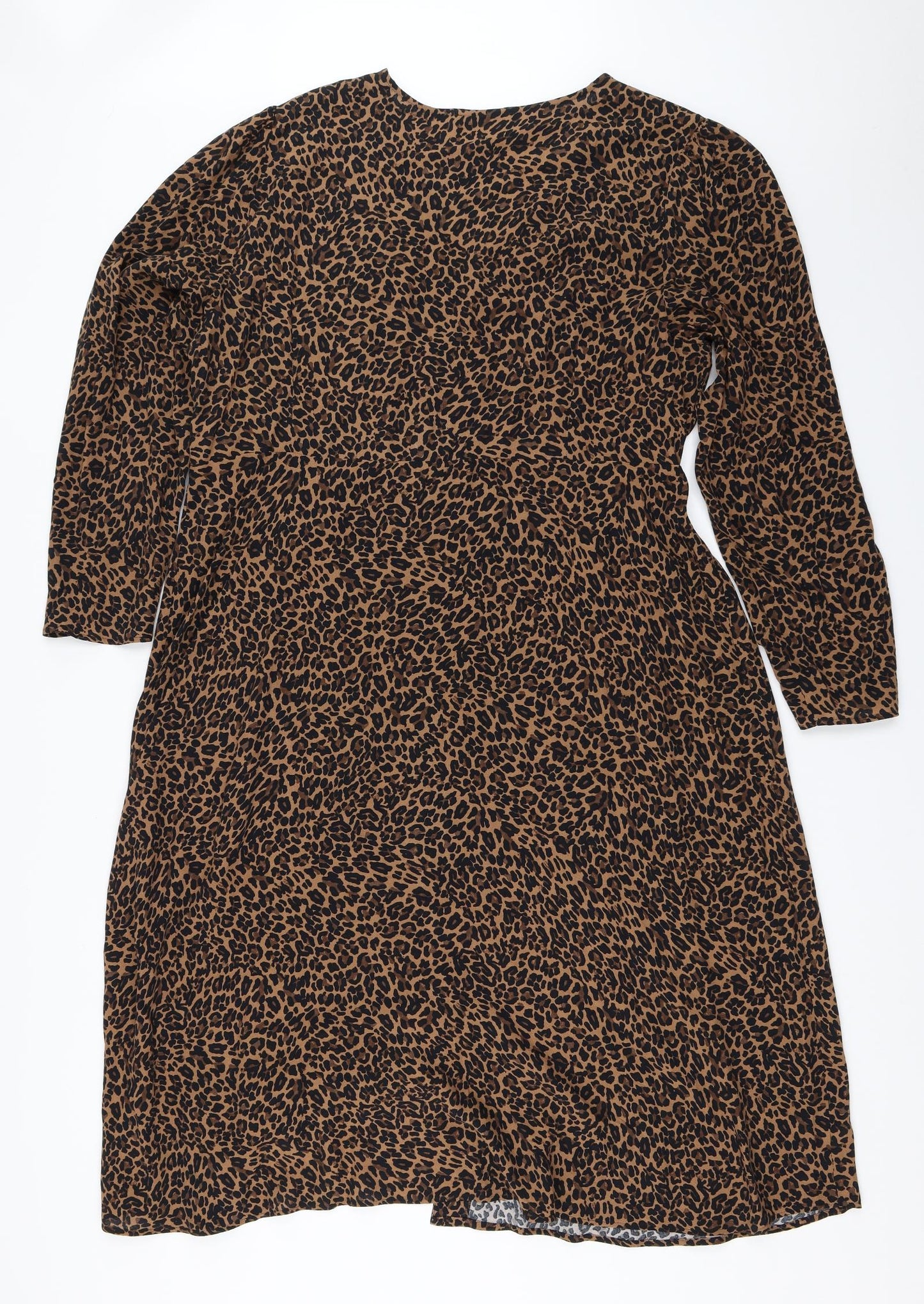 Marks and Spencer Womens Beige Animal Print  Fit & Flare  Size 20  - leopard print
