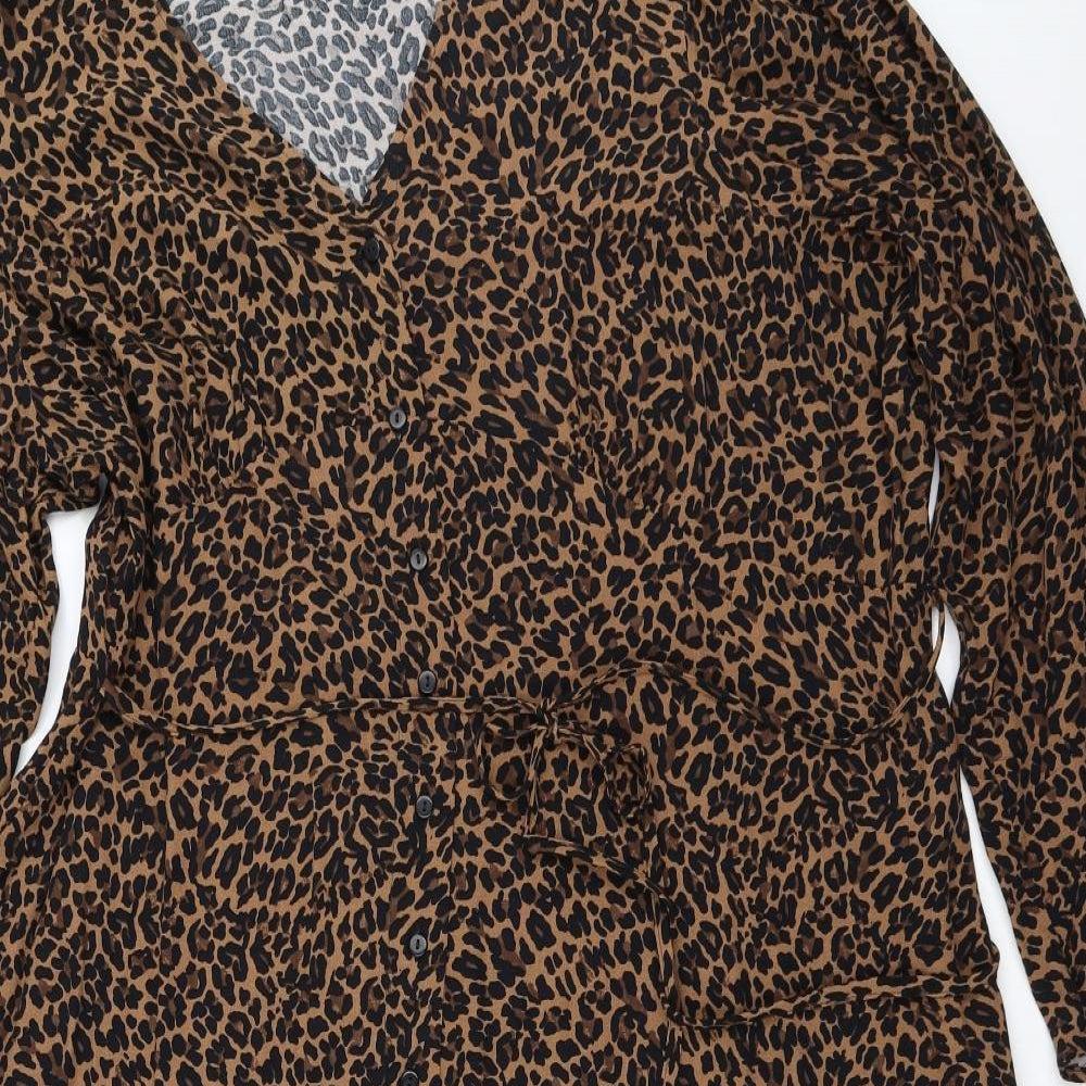 Marks and Spencer Womens Beige Animal Print  Fit & Flare  Size 20  - leopard print