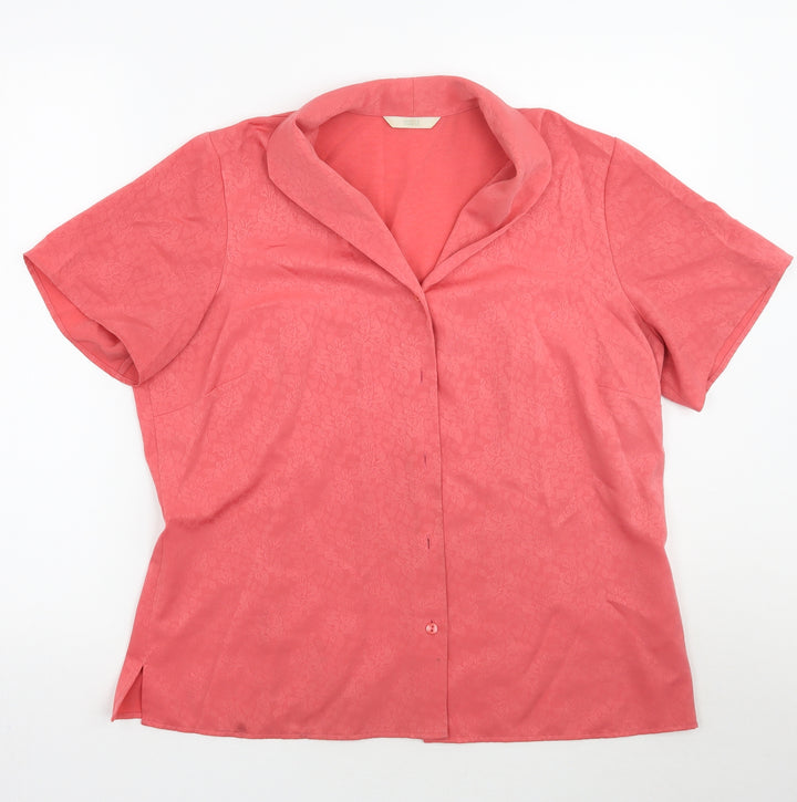 Marks and Spencer Womens Pink Floral  Basic Button-Up Size 16