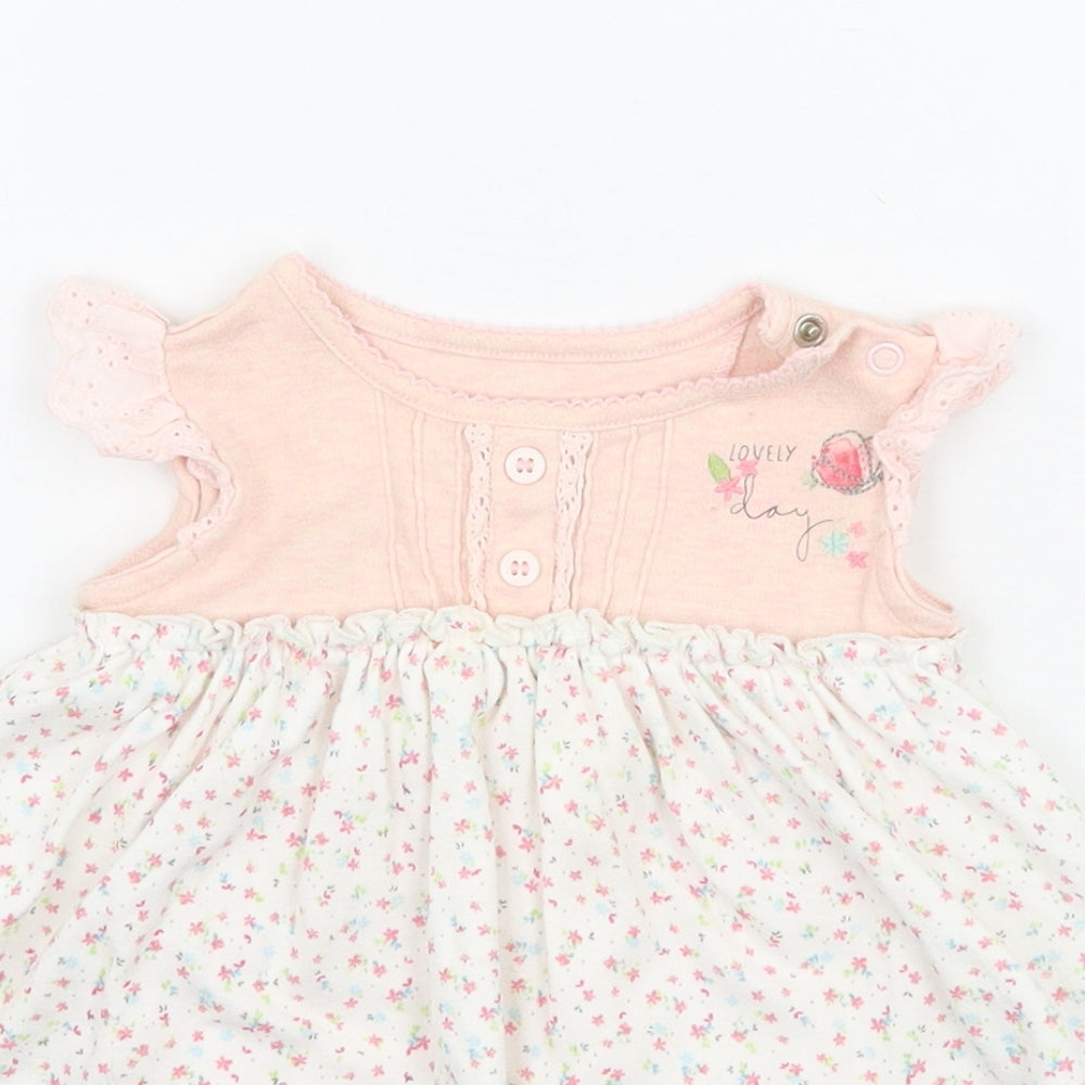 Mothercare Girls Pink Floral  Babygrow One-Piece Size 0-3 Months