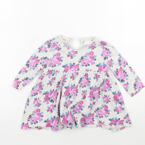 F&F Girls Grey Floral  Basic Blouse Size 3-6 Months