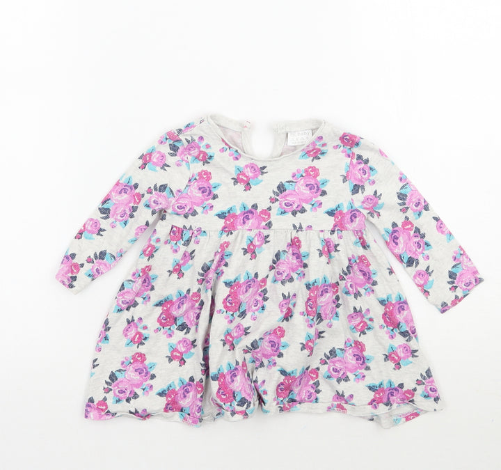 F&F Girls Grey Floral  Basic Blouse Size 3-6 Months