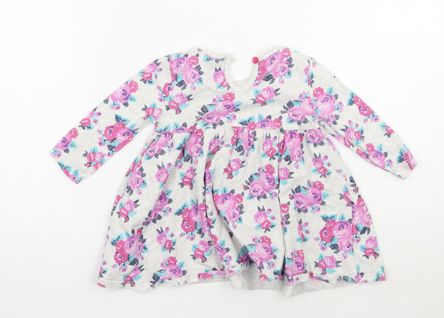 F&F Girls Grey Floral  Basic Blouse Size 3-6 Months