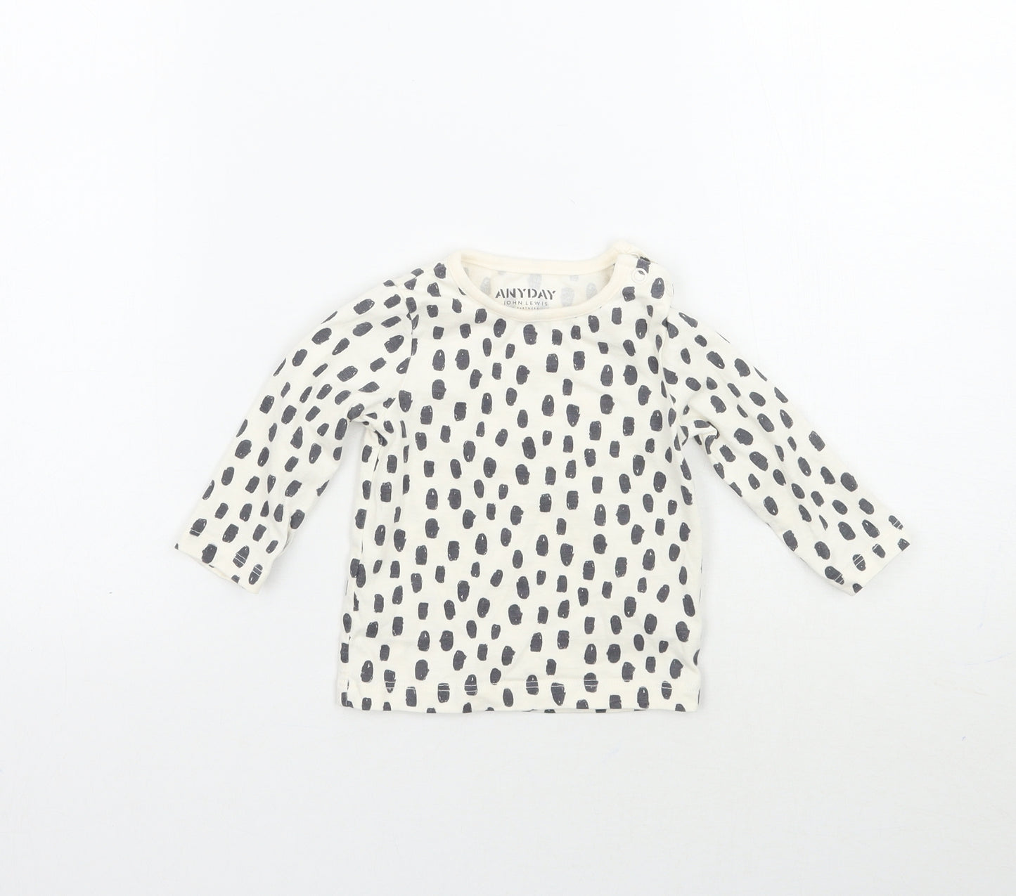 Anyday Girls Ivory Geometric  Basic T-Shirt Size 0-3 Months