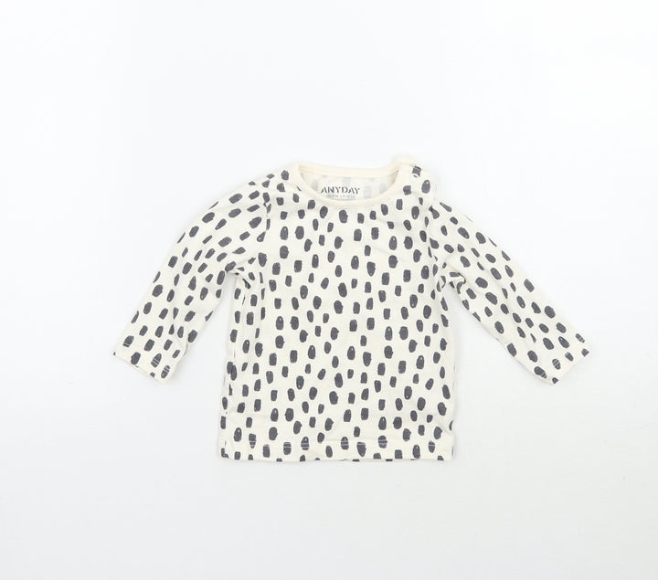 Anyday Girls Ivory Geometric  Basic T-Shirt Size 0-3 Months