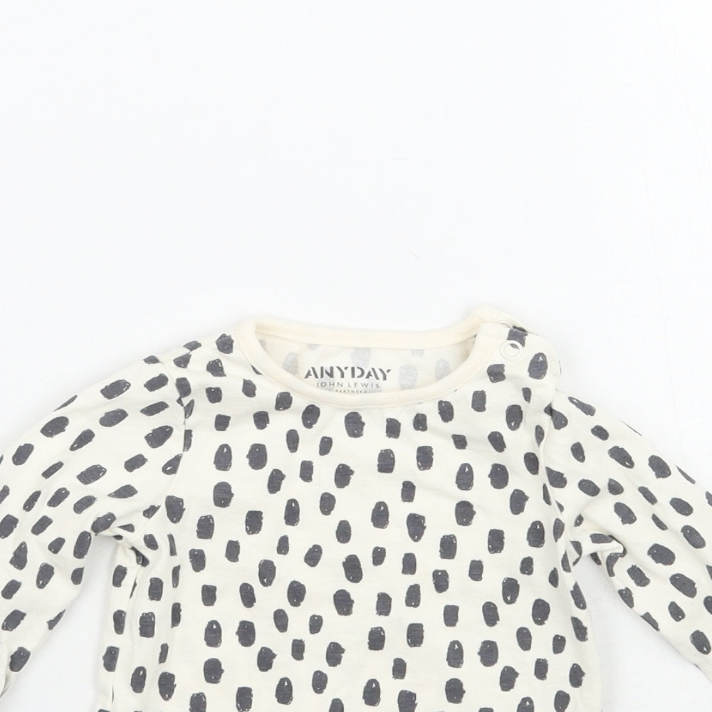 Anyday Girls Ivory Geometric  Basic T-Shirt Size 0-3 Months