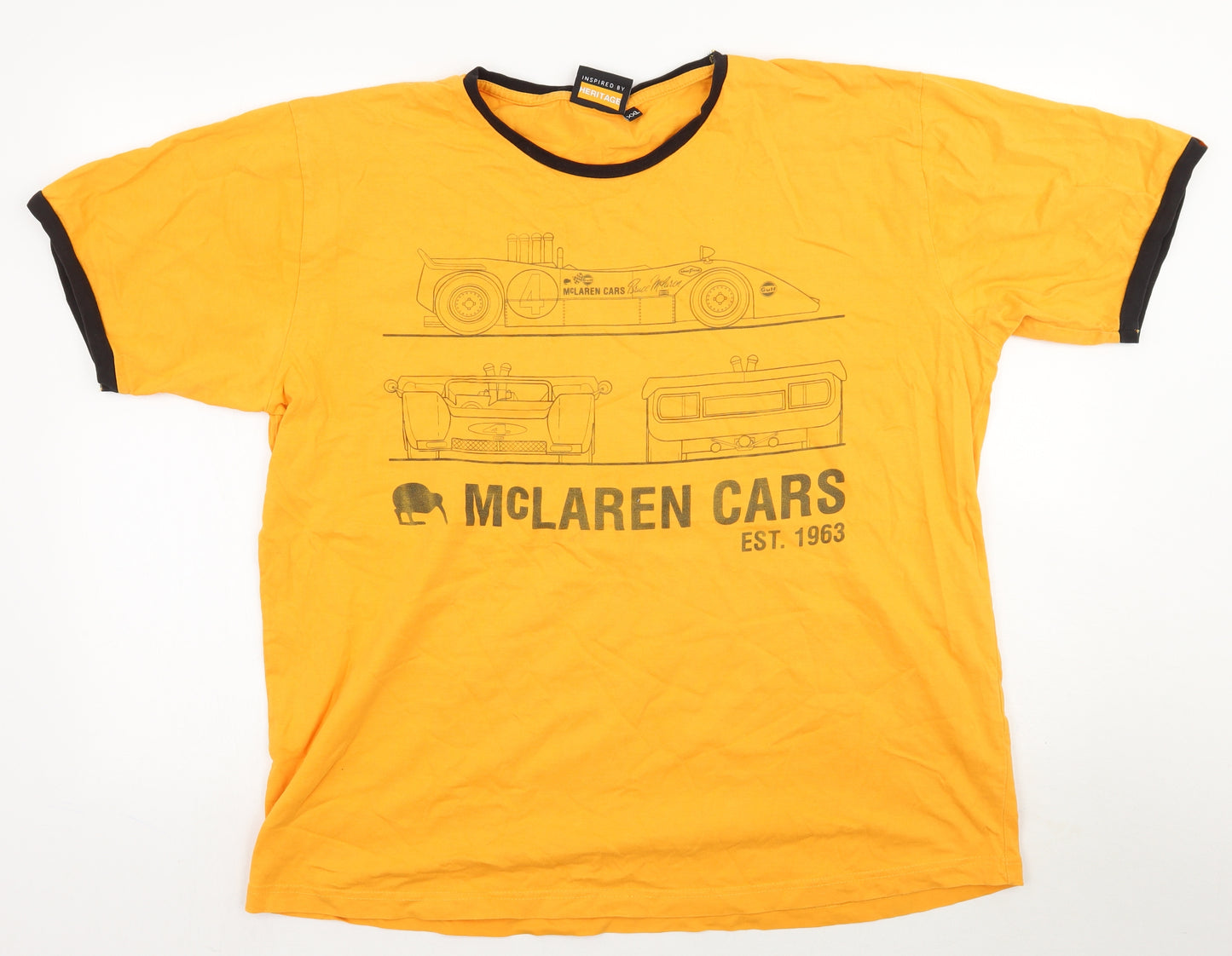McLaren Mens Yellow    T-Shirt Size 2XL