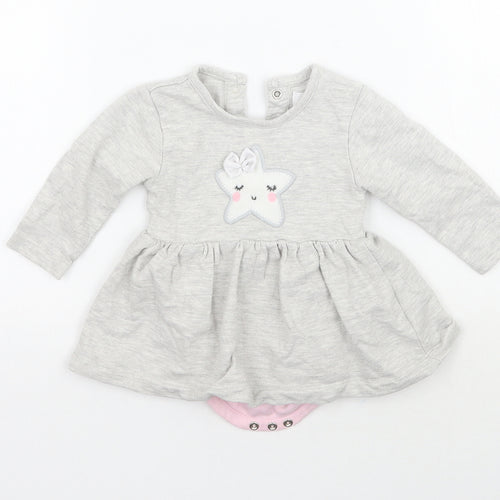 Minoti Girls Grey   Babygrow One-Piece Size 0-3 Months