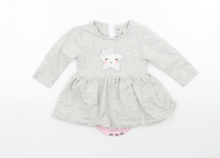 Minoti Girls Grey   Babygrow One-Piece Size 0-3 Months