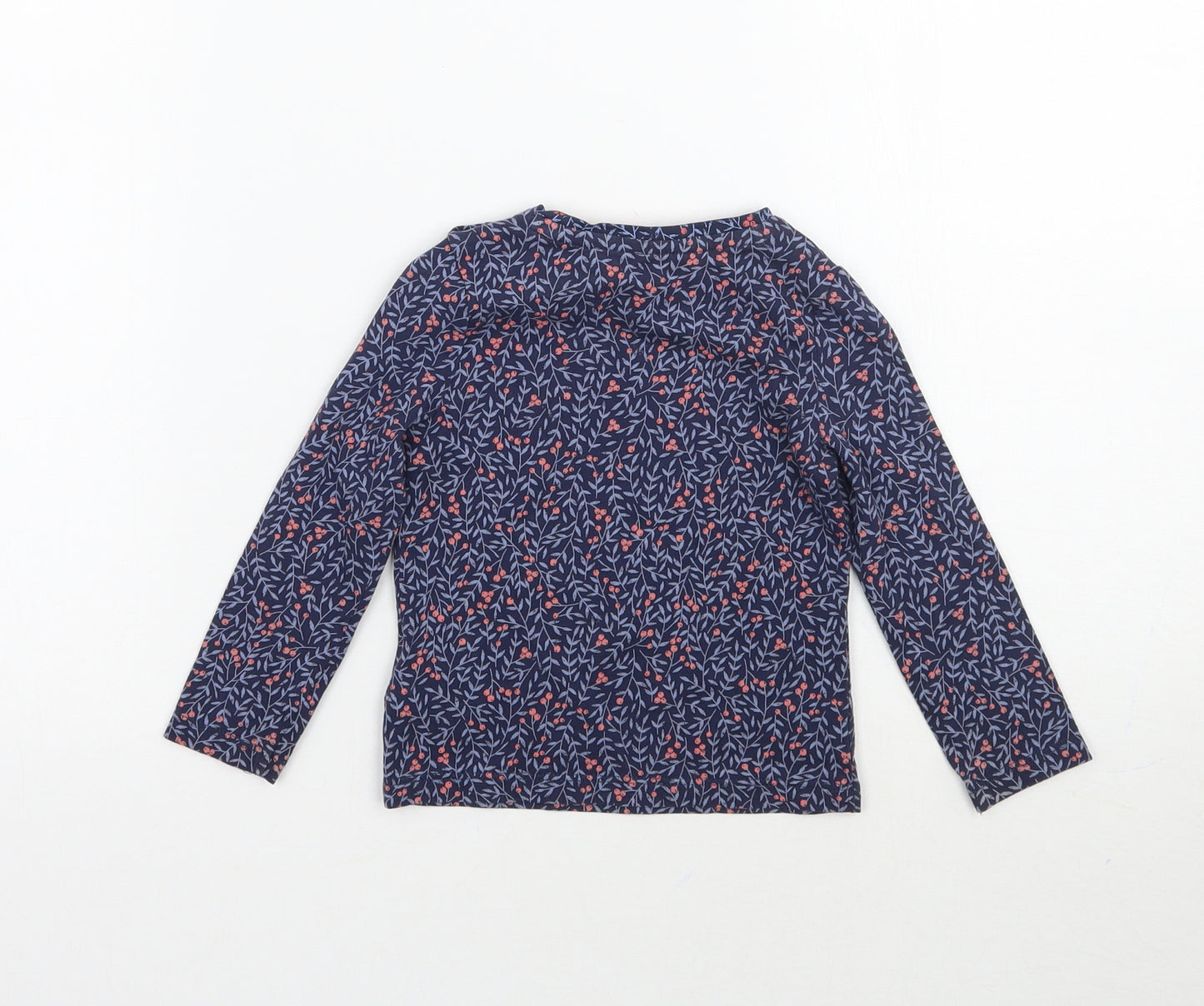 Mothercare Girls Blue Floral  Basic T-Shirt Size 9-12 Months