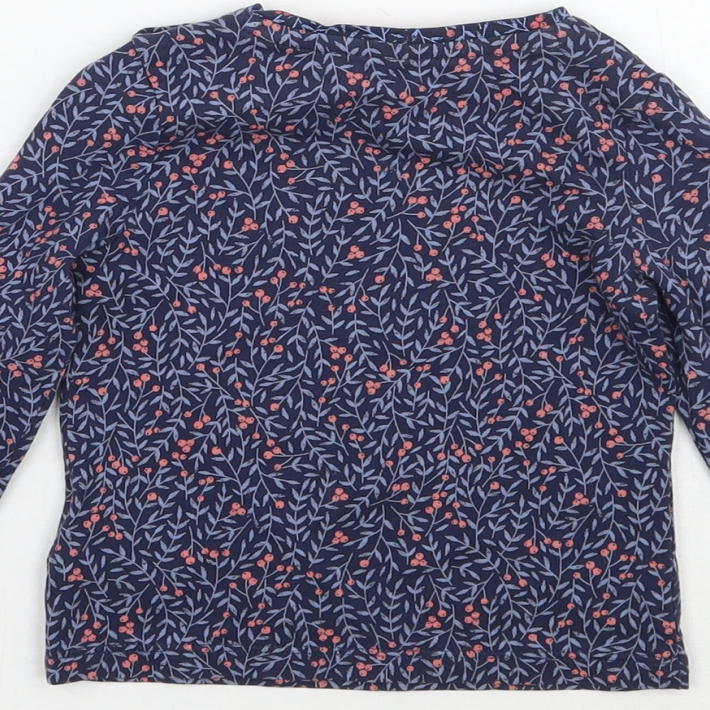 Mothercare Girls Blue Floral  Basic T-Shirt Size 9-12 Months