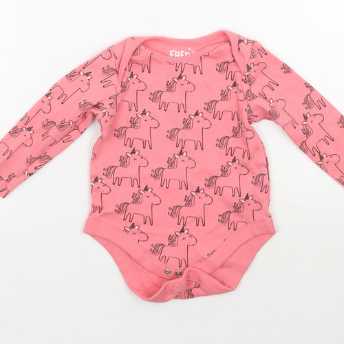Fed&flo Girls Pink Geometric  Babygrow One-Piece Size 9-12 Months