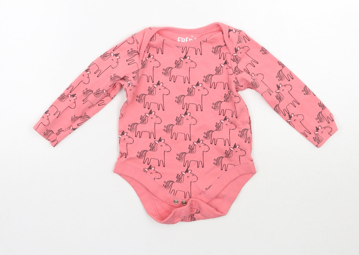 Fed&flo Girls Pink Geometric  Babygrow One-Piece Size 9-12 Months
